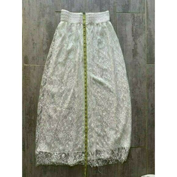 White Lace Maxi Long Skirt NEW Beach Wedding Bride Bachelorette Boho Summer M - Picture 5 of 6